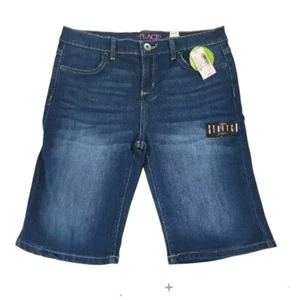 NWT Girls Blue Jean Shorts Childrens Place Skimmer Pant Short Stretch Sz 14 - Picture 1 of 10