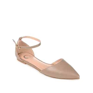 Journee Collection Reba Womens D'Orsay Flat Taupe Faux Leather US Size 7 - Picture 1 of 8