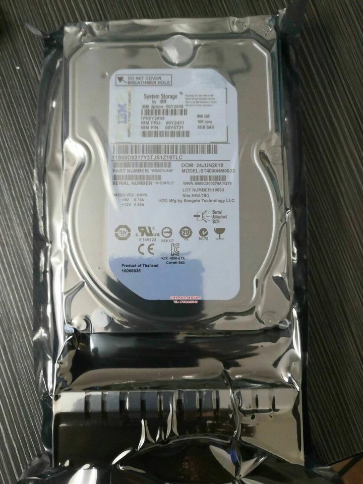IBM V3700 4TB 3.5'' NL SAS 6G 7.2K Hard Drive 2072-ACKC 00MJ129 00Y2426 00Y2475 - Image 1 of 3