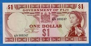 FIJI $1 1971 (ND) P-65b aUNC/UNC Note - QE II A/4 989247 - Picture 1 of 3