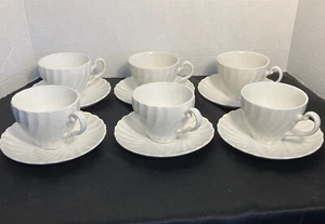 Johnson Bros England Snow White Regency Ironstone Cup & Saucer Sets of 6 - Picture 1 of 4