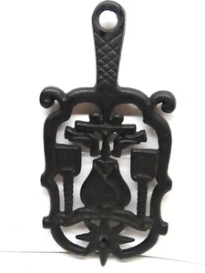 Black Cast Iron Dumb Dutch Vintage Trivet Hot Pad Black 8.75" cooking tray - Picture 1 of 4