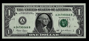 USA (1) BANKNOTE FEDERAL RESERVE MASSACHUSETS 1 DOLLAR 2003 BANKFRISCH - Bild 1 von 2
