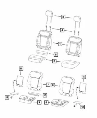 Cubierta trasera de asiento delantera izquierda genuina Mopar 2015-2016 Jeep Renegade 6AM66LXHAA Foto 1 de 4