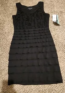๐ฅ Vtg Scarlett Nite LBD Black Cocktail Dress Size 12 Sexy Tiered NWT Msrp $80 - Picture 1 of 12