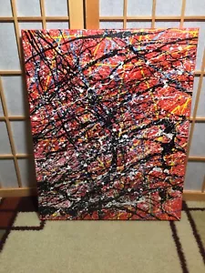Jackson Pollock Stil Gemälde 16"" x 20"", Nr. 242 signiert vom Künstler COA ausgestellt - Bild 1 von 13