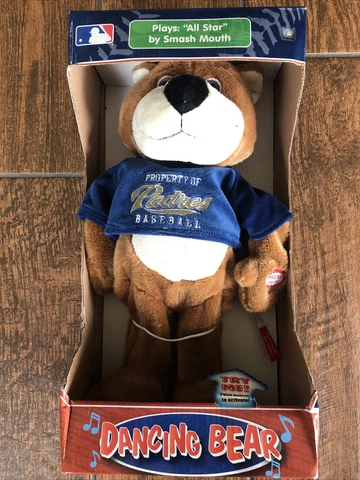 San Diego Padres Plush Teddy Bear Dancing Bear MLB Plays All Star By Smash Mouth Cover