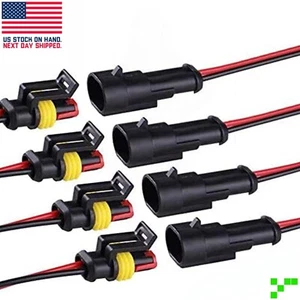 4x Car Waterproof Wire Connector 2 Pin Way Electrical Connectors Plug 18 AWG - Picture 1 of 6