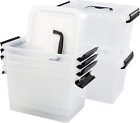 Leendines 5 Quart Storage Box Tote with Lid, 6 Packs Small Plastic Bin