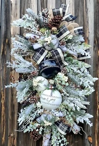 Christmas Swag, Front Door Swag, Jingle Bells Extra Large Wreath - Picture 1 of 5