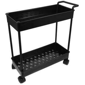 Double Layer Storage Rack Cart Bathroom Organizer Kitchen Shelf Organization - Picture 1 of 12