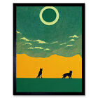 Abstract Wolves Minimalist Surreal Sky Framed Wall Art Picture Print 12x16