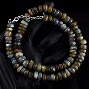 Round Shape 516.00 Cts Amazing Flash Labradorite Beaded Necklace VK 42 E669 - Picture 1 of 3