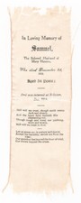 Orig 1912 Samuel Henton ‘in memoriam’ silk bookmark, Bolsover, funeral, cemetery
