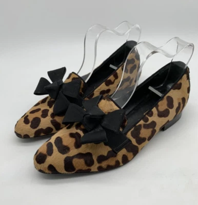 Russell & Bromley bow toe flats shoes UK 4 EU 37 VGC animal print cowhide loafer - Image 1 of 4