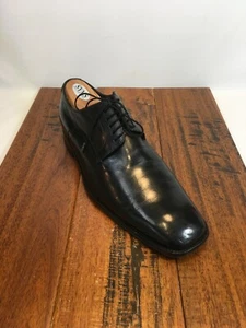 Hugo boss Men’s Derby Black Leather Size 8 made in Italy - Picture 1 of 12