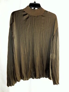 VINCE DARK OLIVE PLEATED TOP IN SIZE LARGE (NEW W/ $325 TAGS) - Picture 1 of 4