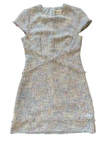 Womens Eliza J Blue Tweed Short Sleeve Dress Size 0 Petite - Picture 1 of 4
