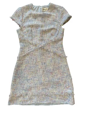 Vestido de mujer Eliza J azul tweed manga corta talla 0 pequeño Foto 1 de 4