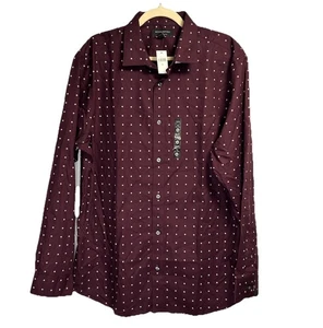 New Banana Republic Shirt Mens XL Maroon All Over Geometric Print Dress Slim Fit - Picture 1 of 5