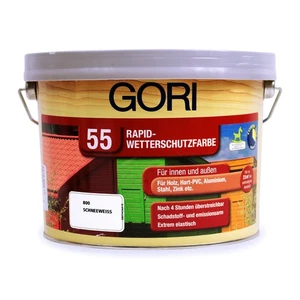 Gori 55 Schneeweiß 800 2,5L BEULE Rapid-Wetterschutzfarbe Holzfarbe Alufarbe - Bild 1 von 1
