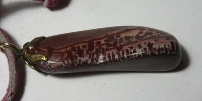 Collar de cuero colgante Sonoran dendrítico riolita jaspe 1 3/4" SDRJPLN-1,75 Foto 1 de 4