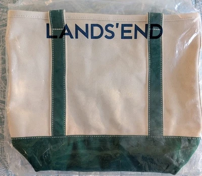 Bolso de Mano Lands' End de Lona Mediano Abeto Natural Top Abierto NUEVO Foto 1 de 4