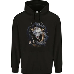 Sudadera Para Hombre De Fantasía Con Dragón Japonés Blanco 80% Algodón - Imagen 1 de 3