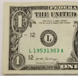 Birthday Dollar March 13, 1953 Fancy Serial Number Note U.S. $1 Series 2017 L A - Picture 1 of 9
