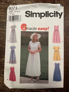 Simplicity 8071 UNCUT Sewing Pattern, Misses' Dress, Size P (12-14-16) - Picture 1 of 2