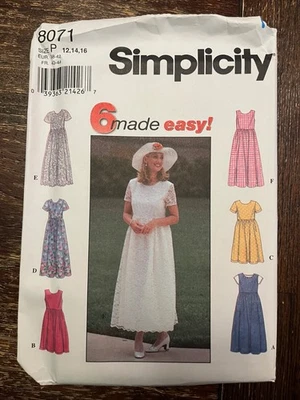 Simplicity 8071 UNCUT Sewing Pattern, Misses' Dress, Size P (12-14-16) - Image 1 of 2