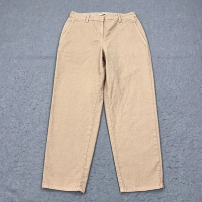 Pantalones Eileen Fisher Mujer 6 Beige Algodón Orgánico Cáñamo Elastizados Pantalón Cónico Slub Foto 1 de 4