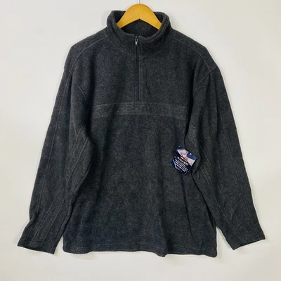 Bugle Boy Men's Fleece Jacket Large Gray 1/4 Zip Long Sleeve Pullover Vintage Foto 1 de 4