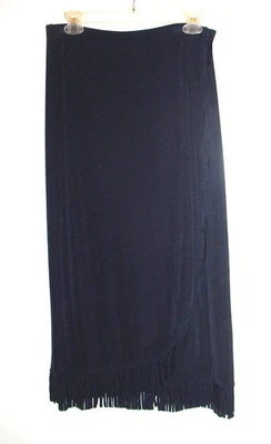 Falda de Colección Fits M CHOICES Midi Largo Tulipán Envoltura Azul Marino Oscuro Acetato Flecos Foto 1 de 4