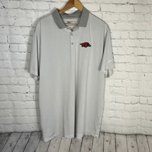 Nike Golf Arkansas Razorbacks Gray White Striped Polo Shirt size XL Dri Fit - Picture 1 of 8