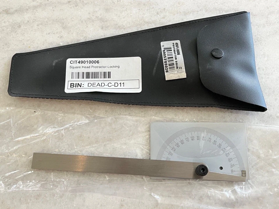 NEW STAINLESS-STEEL SQUARE HEAD PROTRACTOR, LOCKING TYPE, P/N: 4901-0006 - Image 1 of 3