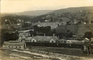 REAL PHOTO POSTCARD RAILWAY STATION, MIDDLETON-IN-TEESDALE, CO. DURHAM, SINCLAIR - Picture 1 of 2