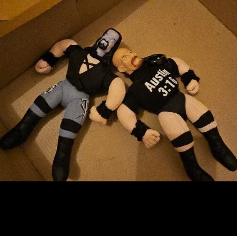 1999 Undertaker & Stone Cold 8" Keychain Plush WWF WWE Vintage Titan Sports Cover