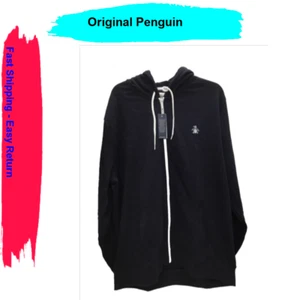 Original Penguin Men Long Sleeve Slim Fit Fleece Zip Hoodie, Dark Sapphire, 2XL - Picture 1 of 4