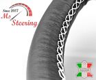 FOR FIAT 500 11-13 BLACK LEATHER STEERING WHEEL COVER WHITE STIT