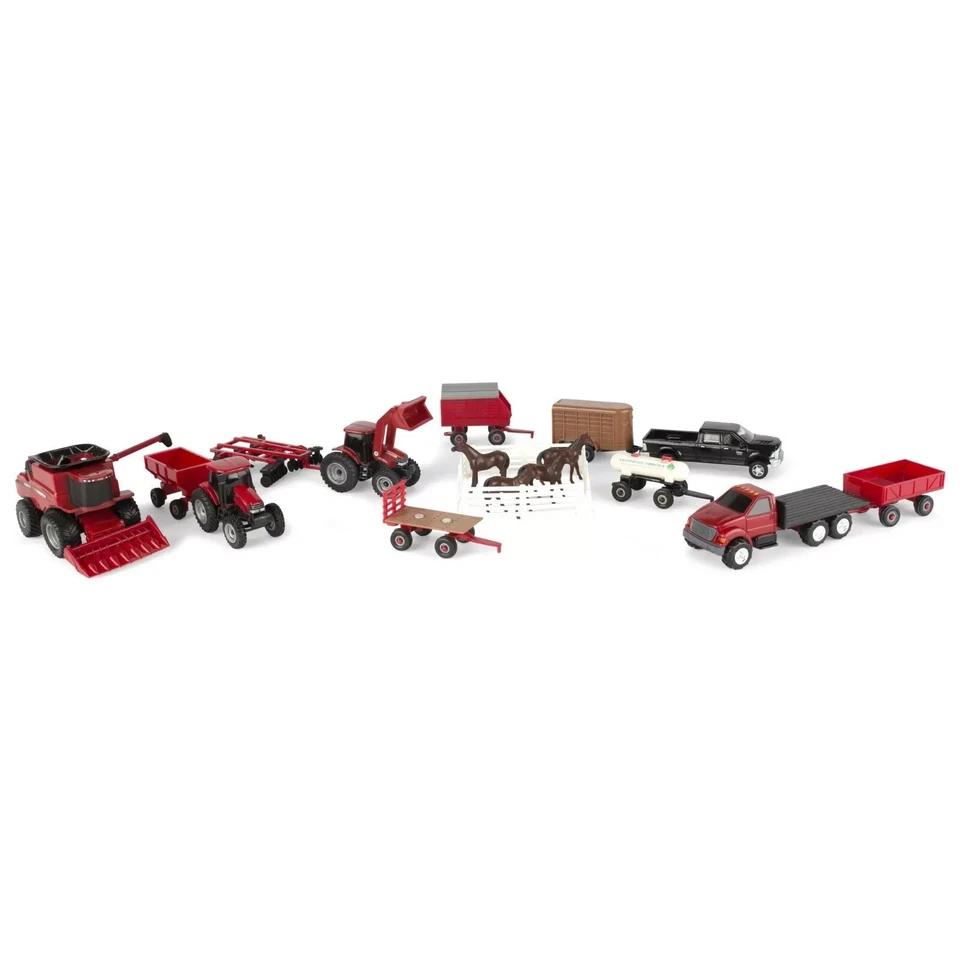 Case IH 20pc Farm Toy Tractor & Wagon Play Set 1/64 Scale TOMY Toy - Image 1 of 1