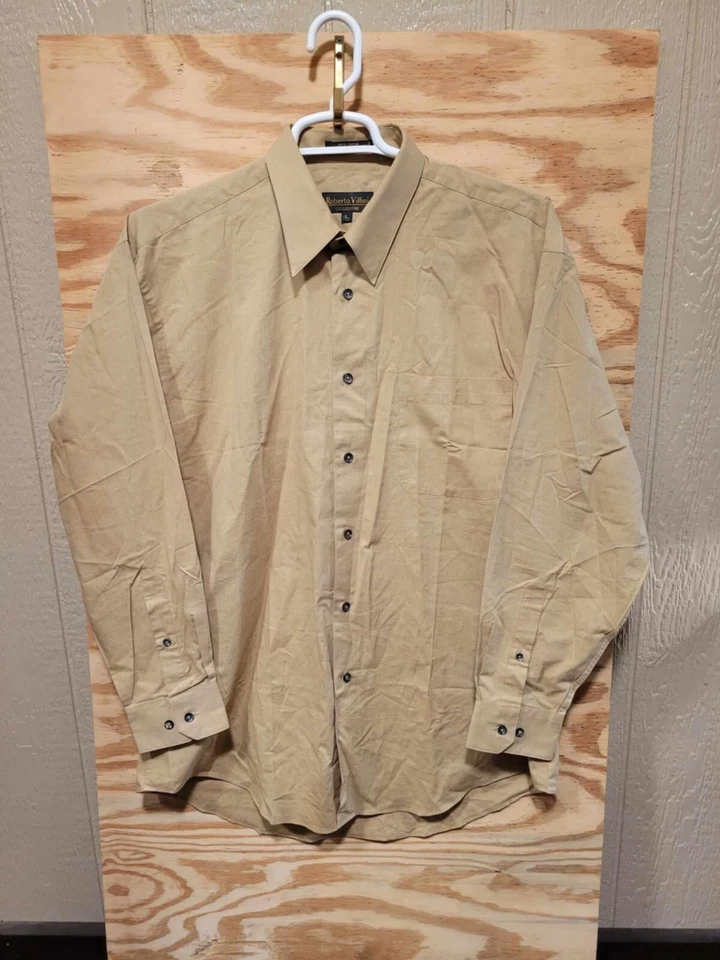 Camisa de hombre Roberto Villini con botones grande marrón cuello manga larga Foto 1 de 4