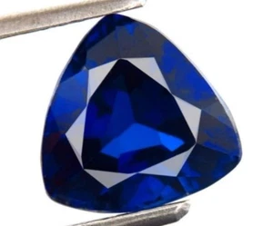 LAB CREATED BLUE SAPPHIRE 6 MM TRILLION CUT BEAUTIFUL COLOR AAA - Picture 1 of 1