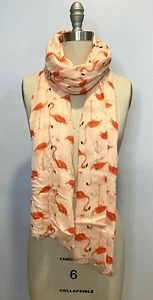 Kate Spade Strut Your Stuff Scarf Wrap Festive Tropical Pink Flamingo Used - Picture 1 of 7