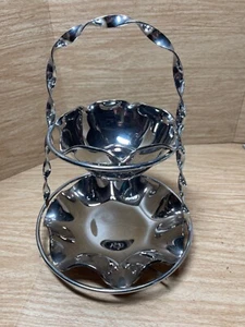 VTG Queen’s Lusterware 2 Tier Serving Tidbit Tray Snack Desert Ornate Dish - Picture 1 of 13