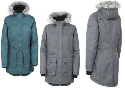 Trespass Thundery Womens Waterproof Warm Parka Jacket Winter Long Hooded Coat - Image 1 of 4