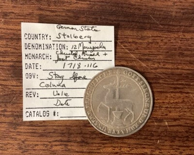 German State 1718-IIG Stolberg Stag 12 Mariengroschen - Silver - Image 1 of 3