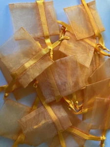 40 Orange Sheer Organza Bags Favors with satin Ribbon Ties USA SELLER - Picture 1 of 4