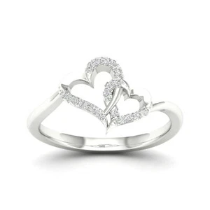 10k White Gold 0.07Ct Diamond Heart Engagement Ring Sz 9 Clarity I2 Color H-I - Picture 1 of 8