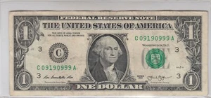 Billete de un dólar 2013 (C) Billete de la Reserva Federal Philadelphia Fancy 5 9s Trinary - Imagen 1 de 2